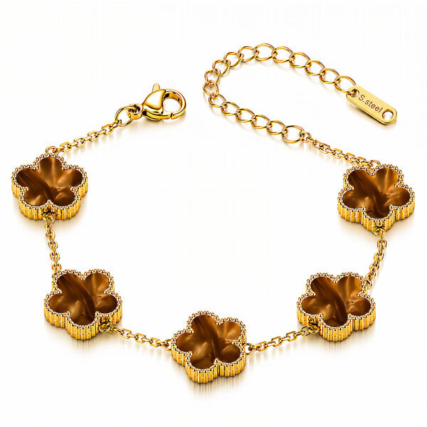 "Flower Meadow" Bracelet, 18K Gold Plated Steel