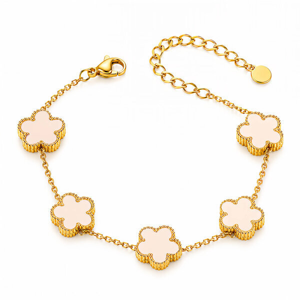 "Flower Meadow" Bracelet, 18K Gold Plated Steel