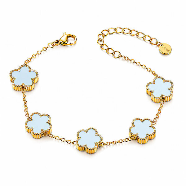 "Flower Meadow" Bracelet, 18K Gold Plated Steel