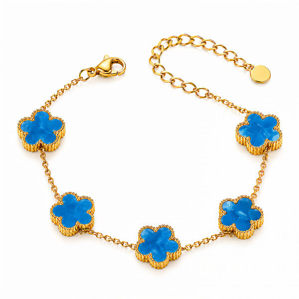 "Flower Meadow" Bracelet, 18K Gold Plated Steel