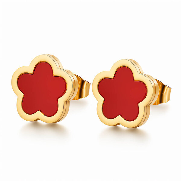 "Flowers" Earrings, 18K Gold Plated Steel