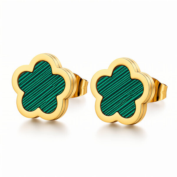 "Flowers" Earrings, 18K Gold Plated Steel