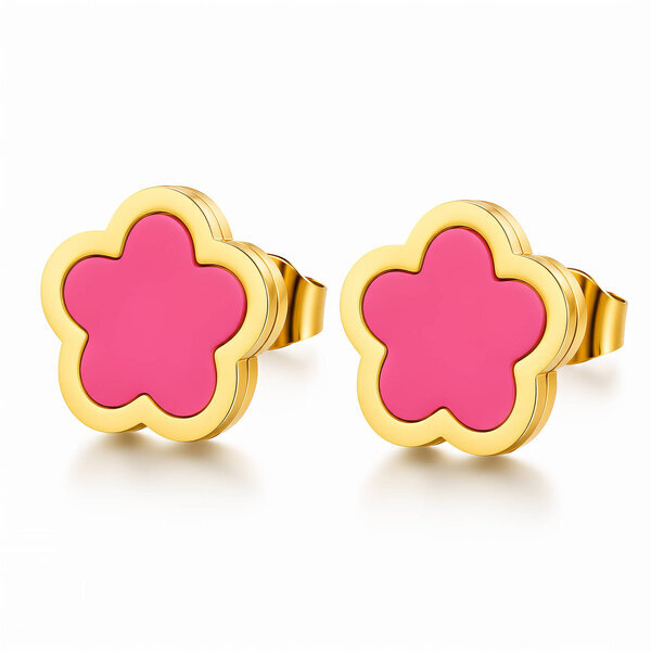 "Flowers" Earrings, 18K Gold Plated Steel