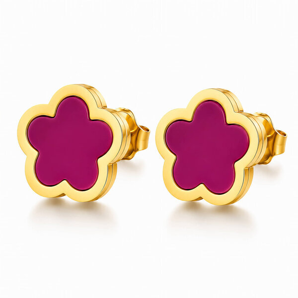 "Flowers" Earrings, 18K Gold Plated Steel