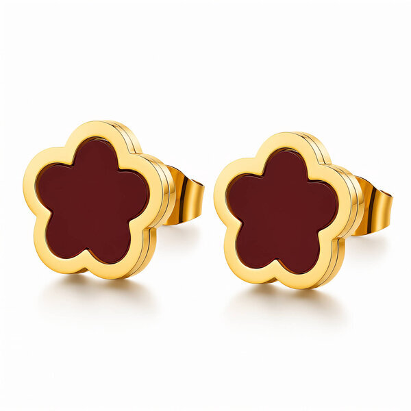 "Flowers" Earrings, 18K Gold Plated Steel