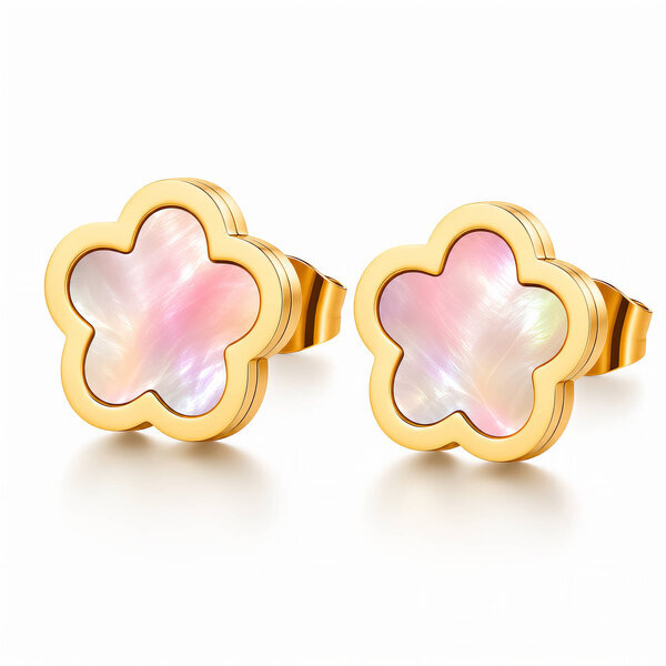 "Flowers" Earrings, 18K Gold Plated Steel