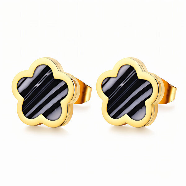 "Flowers" Earrings, 18K Gold Plated Steel