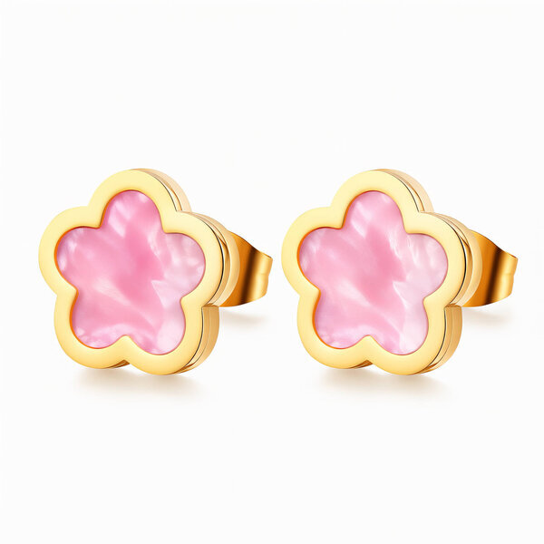 "Flowers" Earrings, 18K Gold Plated Steel
