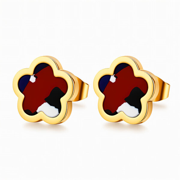 "Flowers" Earrings, 18K Gold Plated Steel