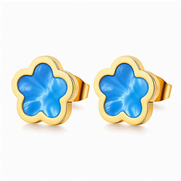 "Flowers" Earrings, 18K Gold Plated Steel