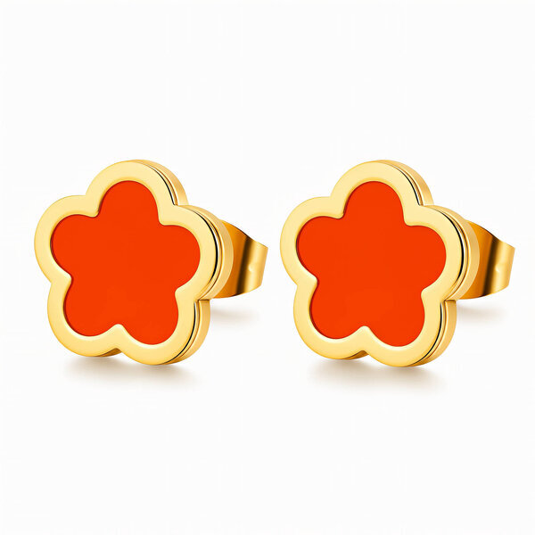 "Flowers" Earrings, 18K Gold Plated Steel