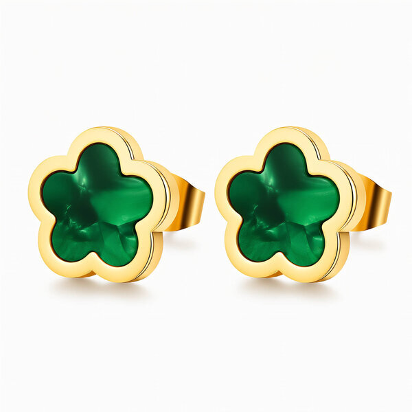"Flowers" Earrings, 18K Gold Plated Steel