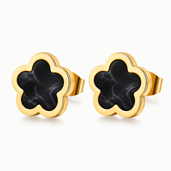 "Flowers" Earrings, 18K Gold Plated Steel