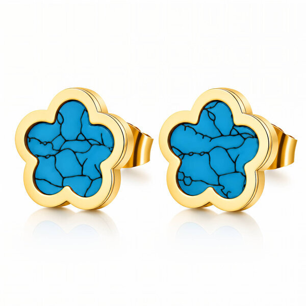 "Flowers" Earrings, 18K Gold Plated Steel