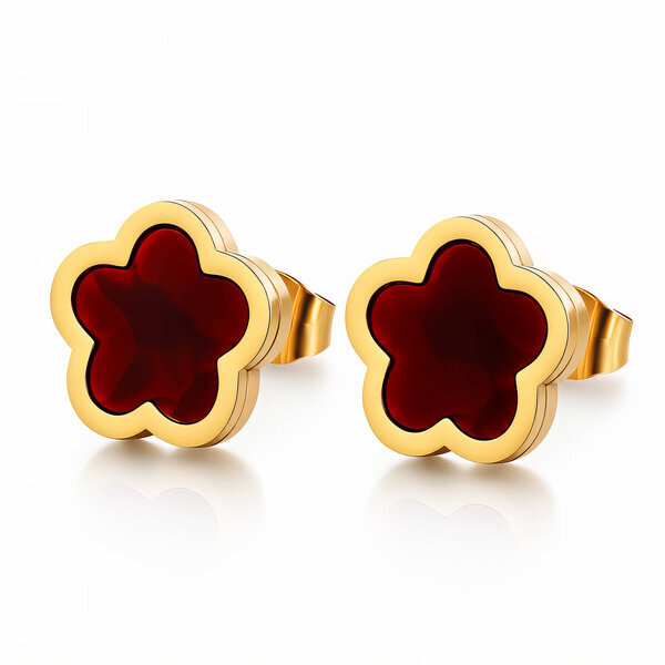 "Flowers" Earrings, 18K Gold Plated Steel