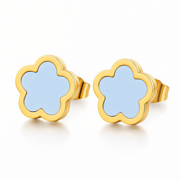 "Flowers" Earrings, 18K Gold Plated Steel