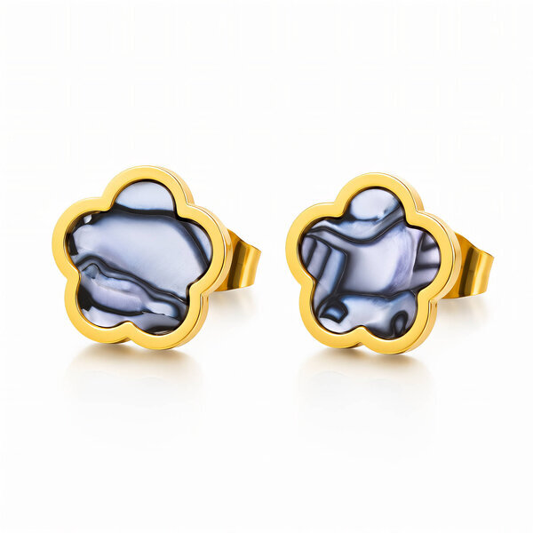 "Flowers" Earrings, 18K Gold Plated Steel