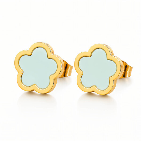 "Flowers" Earrings, 18K Gold Plated Steel