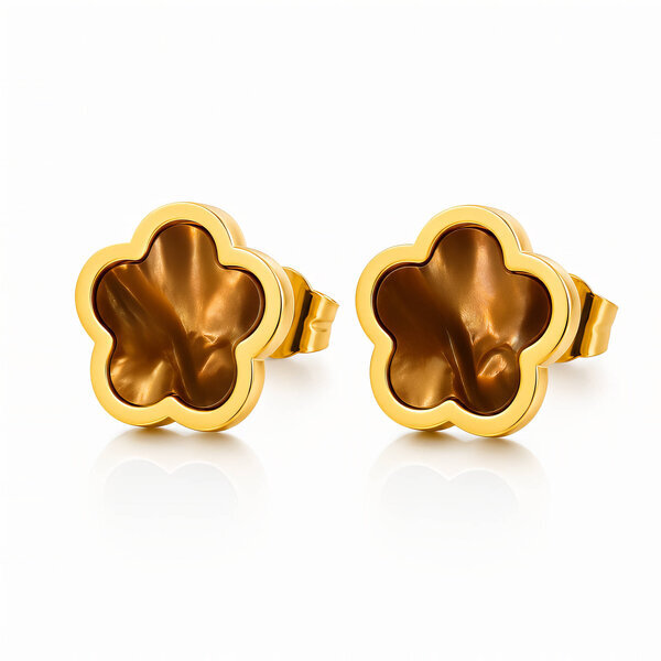"Flowers" Earrings, 18K Gold Plated Steel