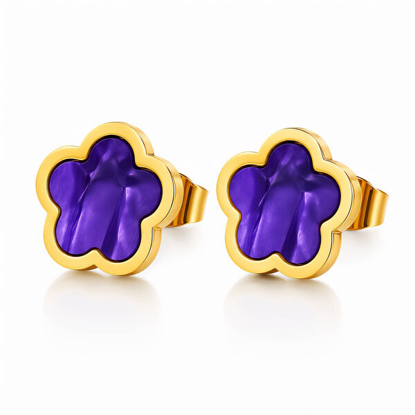 "Flowers" Earrings, 18K Gold Plated Steel