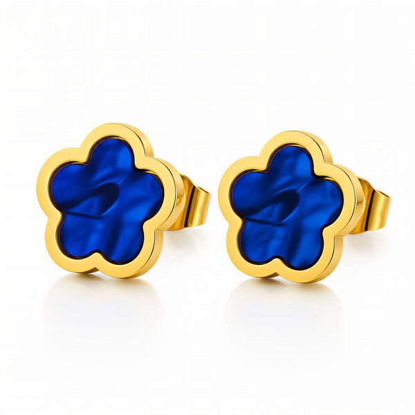 "Flowers" Earrings, 18K Gold Plated Steel