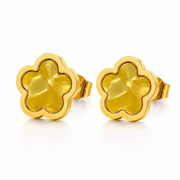 "Flowers" PVD Gold-Plated Steel Earrings - Bubble Pop