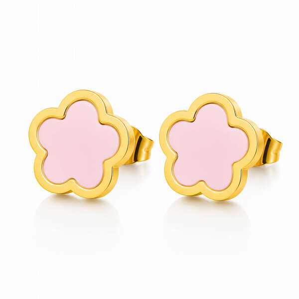 "Flowers" Earrings, 18K Gold Plated Steel