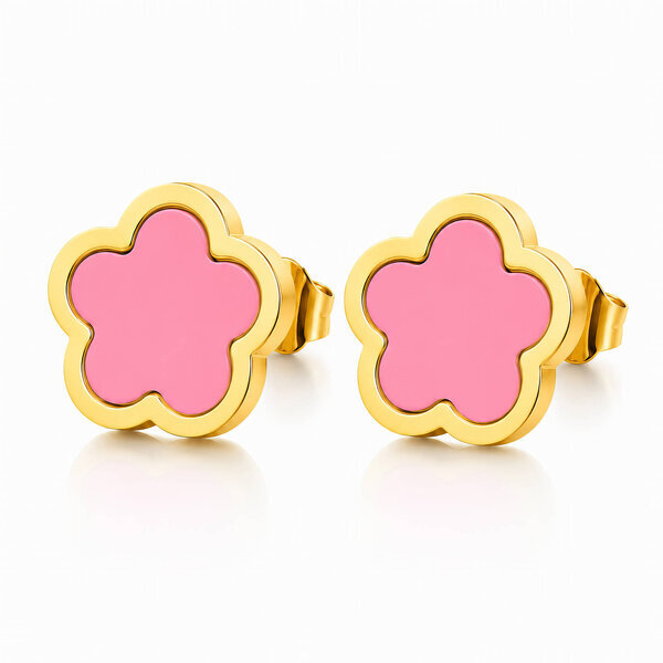 "Flowers" Earrings, 18K Gold Plated Steel