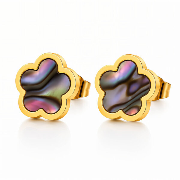 "Flowers" Earrings, 18K Gold Plated Steel