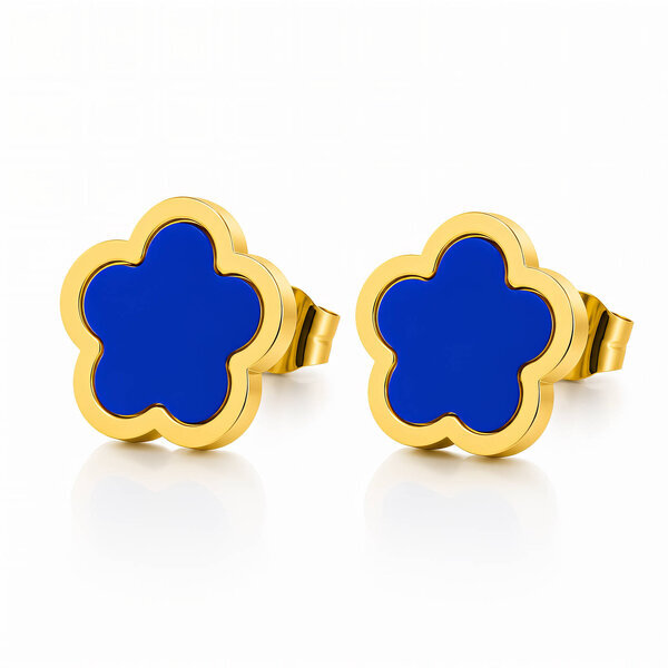 "Flowers" Earrings, 18K Gold Plated Steel
