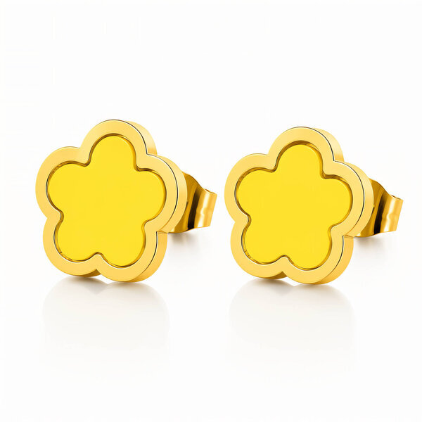 "Flowers" Earrings, 18K Gold Plated Steel
