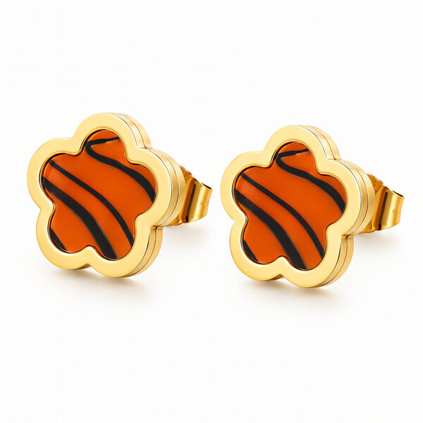 "Flowers" Earrings, 18K Gold Plated Steel