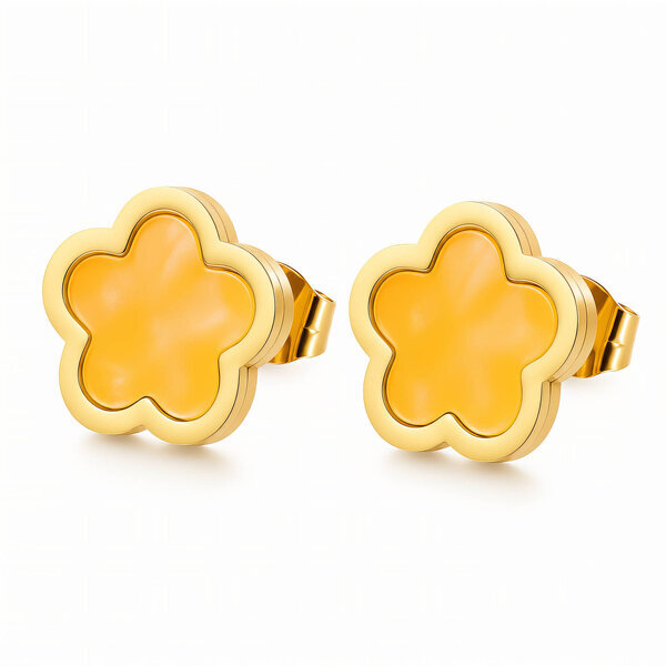 "Flowers" Earrings, 18K Gold Plated Steel