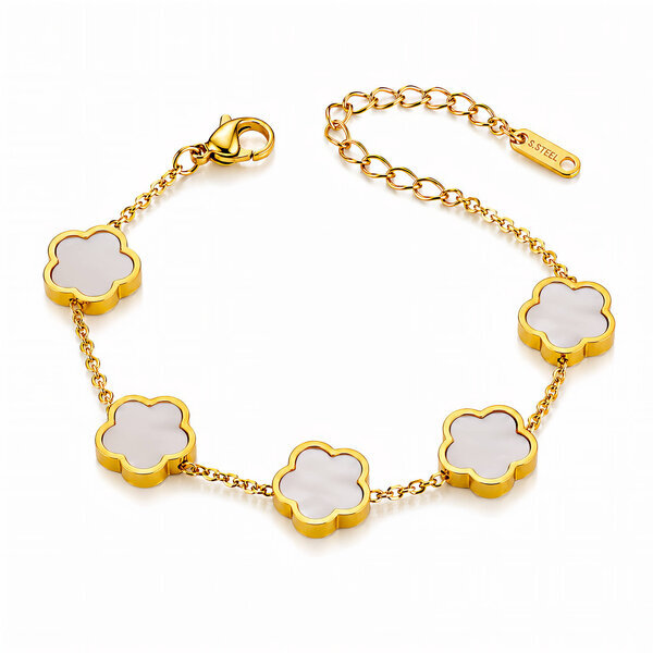 "Flower Meadow" Bracelet, 18K Gold Plated Steel