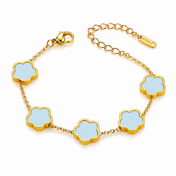"Flower Meadow" Bracelet, 18K Gold Plated Steel