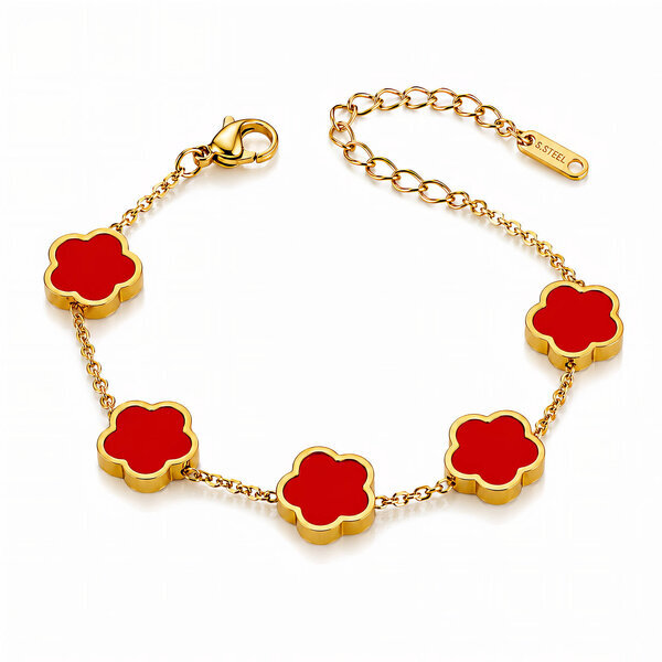 "Flower Meadow" Bracelet, 18K Gold Plated Steel