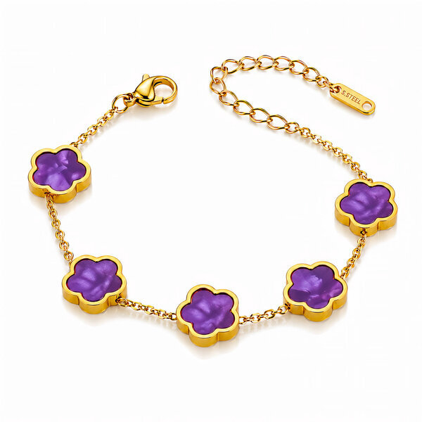 "Flower Meadow" Bracelet, 18K Gold Plated Steel