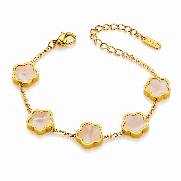 "Flower Meadow" Bracelet, 18K Gold Plated Steel