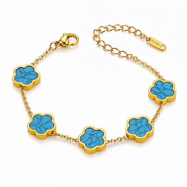 "Flower Meadow" Bracelet, 18K Gold Plated Steel