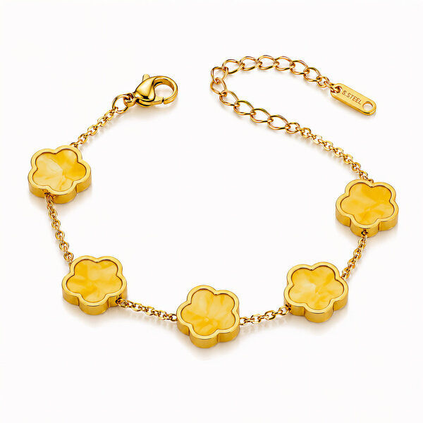 "Flower Meadow" PVD Gold-Plated Steel Bracelet - Bubble Pop