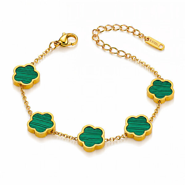 "Flower Meadow" Bracelet, 18K Gold Plated Steel