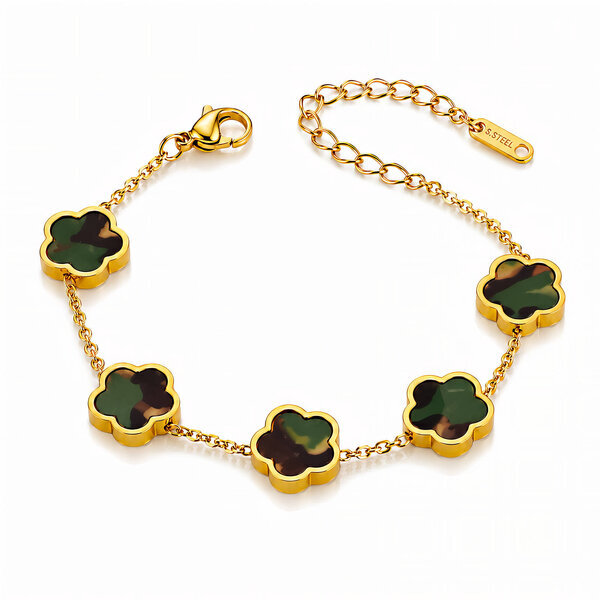 "Flower Meadow" Bracelet, 18K Gold Plated Steel