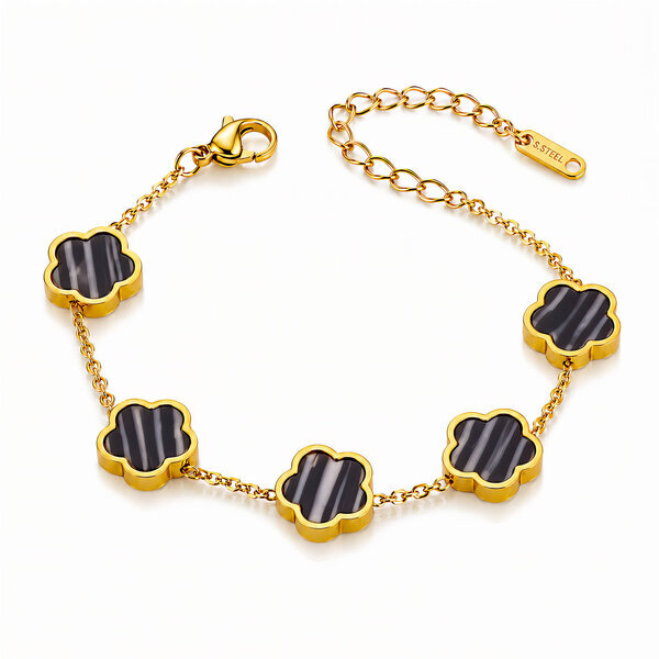 "Flower Meadow" Bracelet, 18K Gold Plated Steel