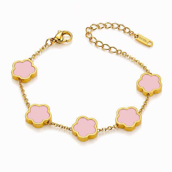 "Flower Meadow" Bracelet, 18K Gold Plated Steel
