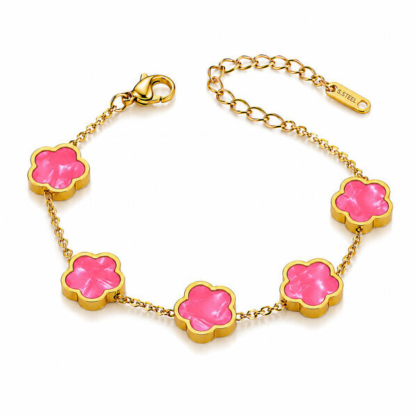 "Flower Meadow" PVD Gold-Plated Steel Bracelet - Bubble Pop