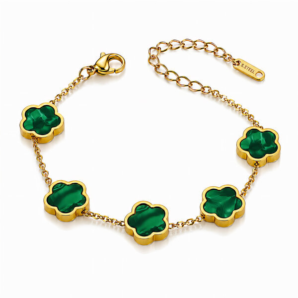 "Flower Meadow" Bracelet, 18K Gold Plated Steel