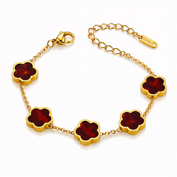"Flower Meadow" Bracelet, 18K Gold Plated Steel