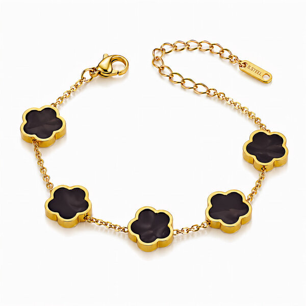 "Flower Meadow" Bracelet, 18K Gold Plated Steel