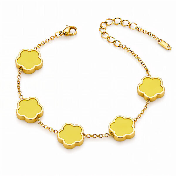 "Flower Meadow" Bracelet, 18K Gold Plated Steel