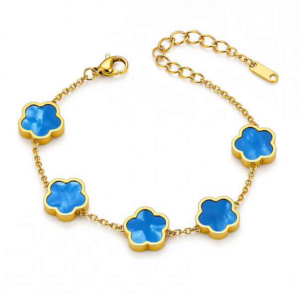 "Flower Meadow" Bracelet, 18K Gold Plated Steel